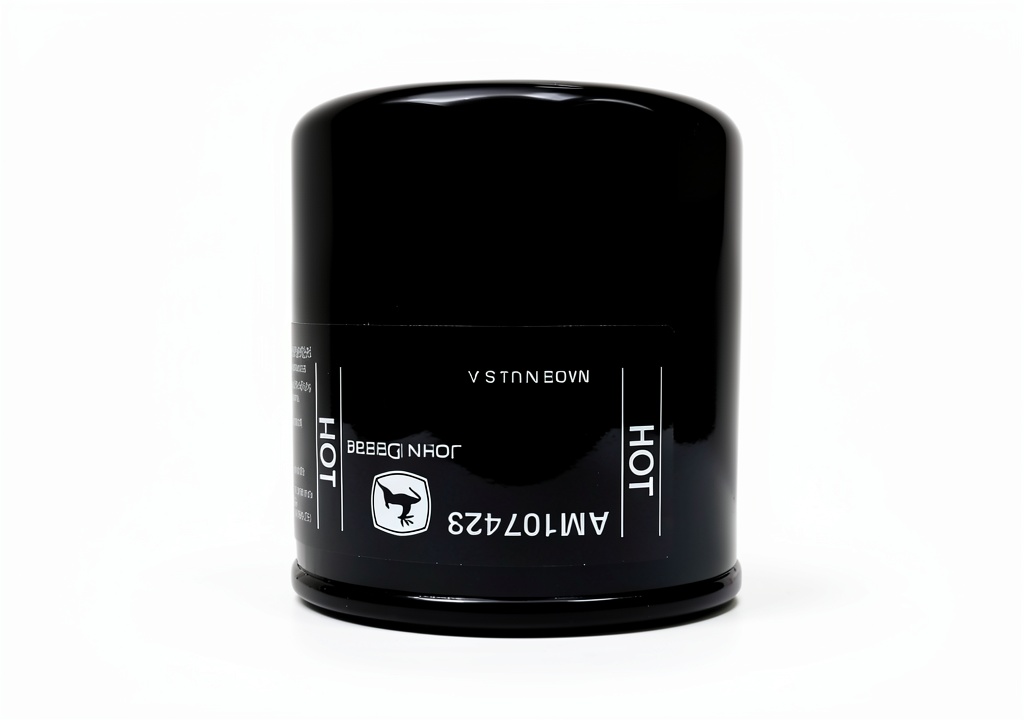 John Deere Oil Filter AM107423 showing dimensions and construction