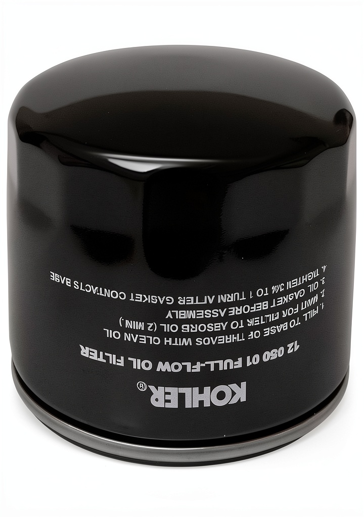 Kohler oil filter installed on a tractor engine
