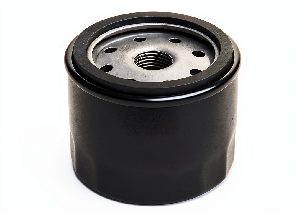 HOODELL oil filter installed on a lawn mower engine