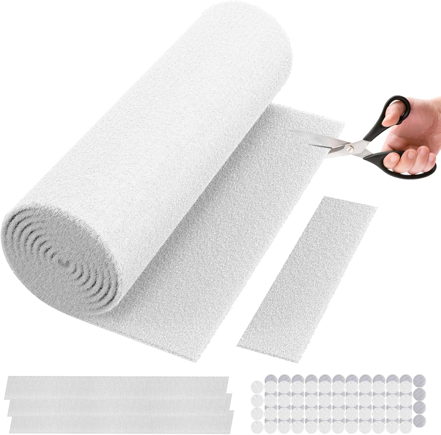 EKACO air filter material showing white polyester layers and adhesive hooks