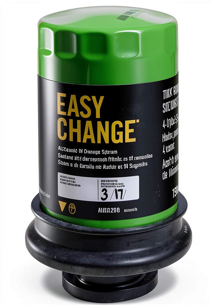 John Deere oil filter installed on a lawn mower engine