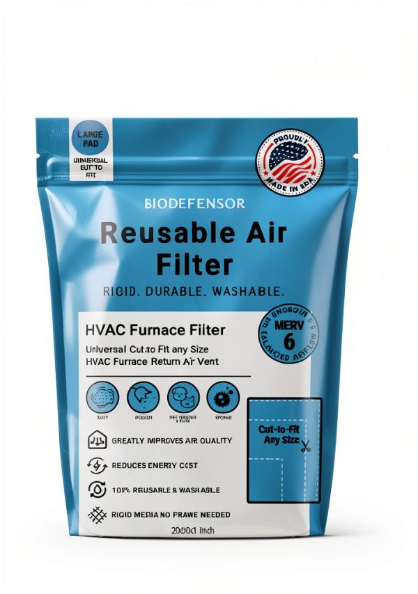 Biodefensor Reusable HVAC Filter Washable Polyester Blue-0