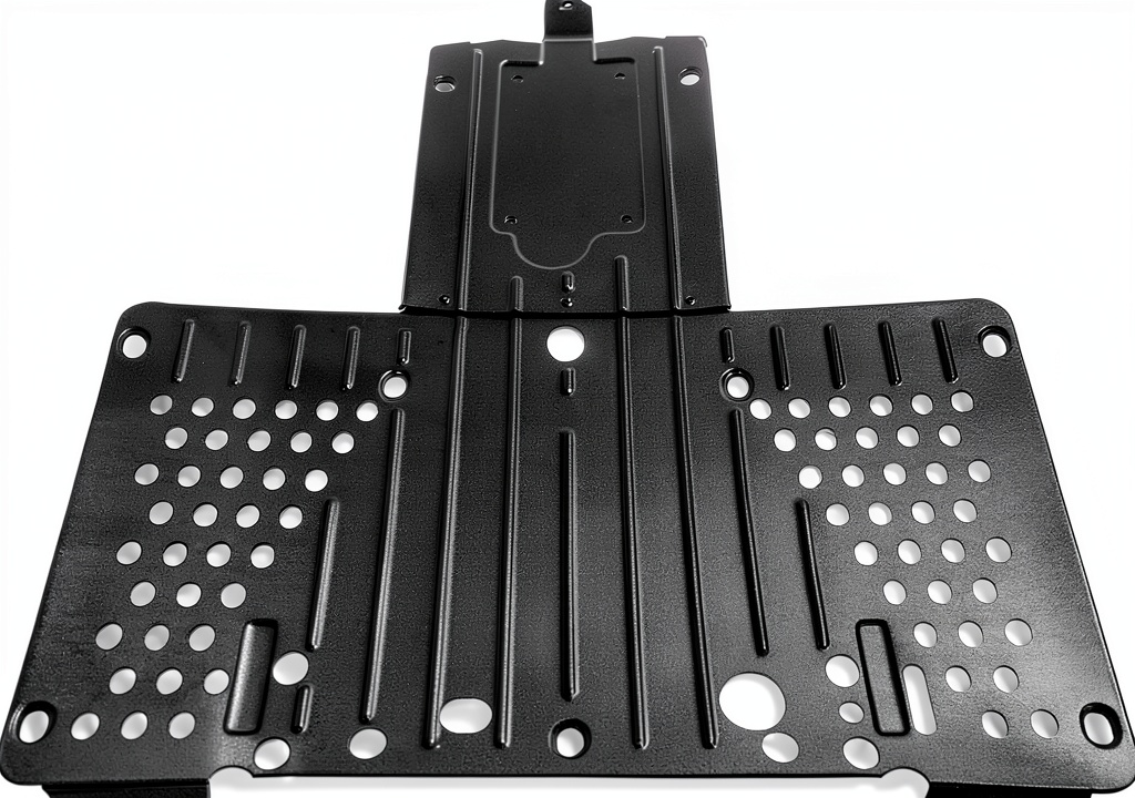 KUAFU skid plate installed on a Ranger XP in a rugged off‑road setting